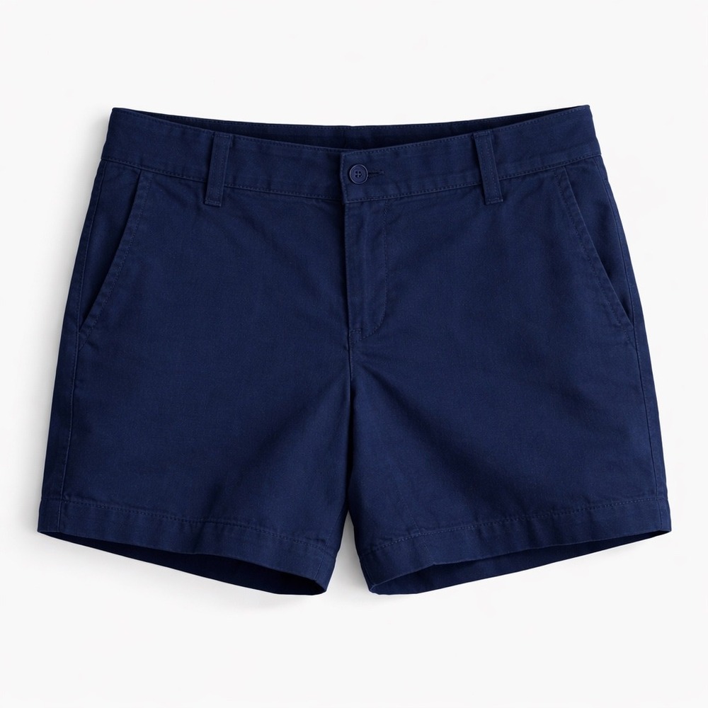 Cremieux Womens Navy‎ Blue Chino Shorts Size 6 Mid Rise Cotton Blend Preppy